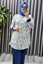 Women's Clothing Plus Size Buttoned Ring Pattern Tunic with Pants Double Set - 6
