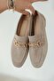 Harper women's buckled genuine suede loafer shoes - beige - 5