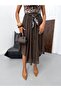 Bohemian Style Belted Loose Skirt with Leopard Belt Detail