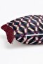 Geometric Patterned Fringed Cushion Cover - Navy Blue Cushion Cover with Burgundy Tassels - 6