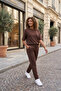 Women's Patternless Oversize Two Thread Short Sleeve Smoked Tracksuit Set - 3