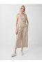 Mink Relaxed Fit Wide Leg Striped Modal Woven Trousers