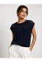 Navy Blue Openwork Knitwear Blouse Women's Summer Knit Blouse Bohemian Loose Knitwear Top