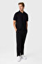 Regular fit buttonless black polo collar t-shirt - 5