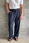Men's Pleated Extra Baggy Fit Striped Fabric Trousers