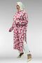 68045 Plus Size Mango Tunic with Curled Sleeves - Leaf Pattern Pink - 4