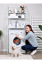 3-Tier Bathroom Organizer Shelf - Multi-Function Washing Machine Rack, Storage Stand for Toilet Accessories, Small Cabinet with Paper Frame, 4 Hooks Included, White Color - 4