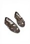 Y811897015 Brown Mesh Floral Motif Women's Ballerinas - 6