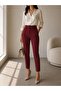 Narrow Leg Belt Detailed Fabric Trousers - 5