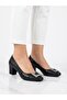 Women's Black Thick Heel Comfortable Fit Heeled Shoes