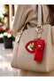 Valentine's Day Gift Bag Accessory Red Leather Mirrored Heart Lipstick Holder Keychain Bag Ornament Charm