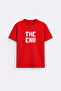 The End Printed Cotton Fabric Red T-Shirt T-Shirt