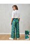 Women's Abstract Patterned High Waist Wide Leg Viscose Trousers - Plazzo Pants - 9
