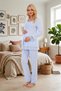 New Season Blue Elegant Lace Detailed Design Long Sleeve 100% Cotton Maternity Pajama Set - 8