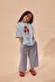 Strawberry Print Oversize Cotton T-Shirt Blue - 4
