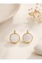 Gold Round Detailed Steel Earrings - 2