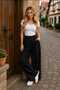 Women's Modal Fabric Wide Leg Black Trousers - 5