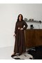 Women's Stylish Premium Brown Long Dress with Waist Detail - 3
