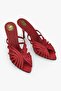 Women's Juan Red Satin Heeled Slippers - 4