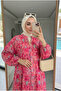 Women's Floral Patterned Layered Hijab Dress (Unlined) - 3