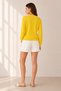 Yellow V-Neck Openwork 100% Organic Cotton Women's Knitwear Cardigan - 6