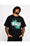 Men's Large Size Crew Neck T-Shirt Beach 26141 Black