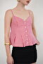 Striped Strap Blouse - Burgundy |   D2791 - 4