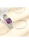 2Pcs Set Women's High Quality Stainless Steel Simple Watch Casual Wear Birthday Gift Female Valentine's Day Gift Bachelorette Gift Halloween Gift Without Gift Box - 5