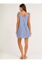 Blue and White Striped Sleeveless Mini Dress with Tie Straps, Summer Casual Cut - 5