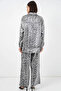 Women's High Waist Leopard Patterned Viscose Gray Suit - 6