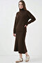 Women's Turtleneck Knitwear Brown Double Set - 4