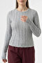 Women's Round Neck Textured Gray Blouse - 5
