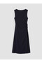 Nevavm Oval Neckline Waist-Slit Gathered Dress with a Difference - 4