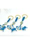 Blue Slanted-Eyed Metal Keychain with String and Stone, Metal Evil Eye Beaded Keychain - 4