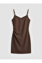 Nevavm V-Neck Drawstring Strap Gathered Crepe Dress - 5