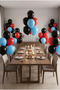 Black Red Blue Balloon Set 20 Pieces Birthday Party Decoration Stylish - 2