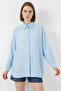 Women's Oversize Cut Cotton Blue Shirt - 4