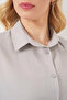 Women's Oversize Cut Basic Cotton Light Gray Shirt - 5