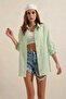 Women's Long Sleeve Basic Oversize Cotton Green Shirt