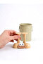Cute and Funny Desktop Pen Holder with Metal Body - Cream - 3