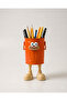 Cute and Funny Desktop Pen Holder with Metal Body - Orange