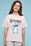 Stitch Print T-Shirt with Crew Neck and Short Sleeves