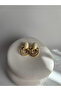 Gold Color Cream Earrings (3.2 cm) - 3