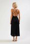 Women's Beach Dress V-Neck Thin Straps Open Back Maxi Woven Crinkle Relaxed Fit Casual Modern - 4