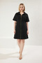 Women's Plus Size Short Sleeve Shirt Collar Zipper Bodycon Denim Dress Mini Length Daily Casual Modern - 4