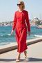 Women's Double Breasted Cut Long Sleeve Jacket Collar Maxi Dress Buttoned Unlined Finike Woven Daily Casual - 2