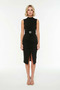 Women's Sleeveless High Neck Drape Detailed Belted Midi Bodycon Stretchy Knitted Pencil Dress Daily Casual Modern - 4