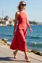 Women's Halter Neck Asymmetrical Mini Woven Dress %100 Linen Sleeveless Summer Relaxed Fit Casual Modern - 2