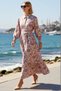 Women's Shawl Patterned Silky Woven Maxi Dress Shirt Collar Balloon Sleeve A-Line Cut Daily Casual Modern - 2