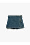 Normal Waist Tie-Detail Cotton Denim Short Skirt - 3